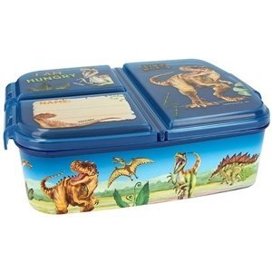 Svačinový box Dino World, Modrý, s dinosaury, 3 oddělené přihrádky | 0412318_A
