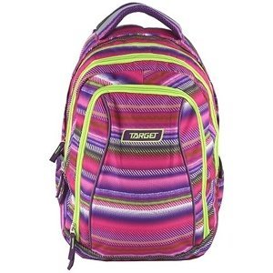 Školní batoh 2v1 Target, Barevné pruhy, růžovo - zelený