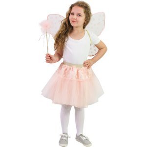 Dětský kostým tutu sukně růžová květinová víla s hůlkou a křídly e-obal