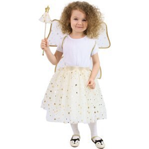 Dětský kostým tutu sukně zlatá víla s hůlkou a křídly e-obal