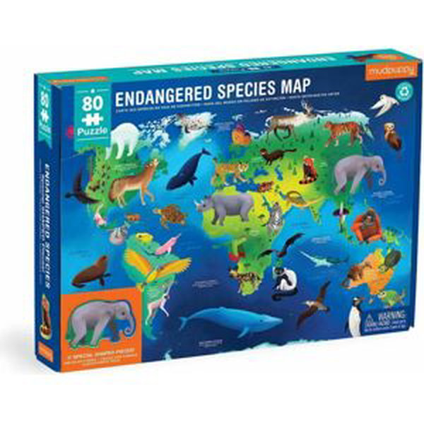Mudpuppy Puzzle Ohrožené druhy zvířat po celém světě 80 kusů