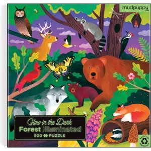 Mudpuppy Puzzle Lesní zvířátka - svítí ve tmě 500 dílků