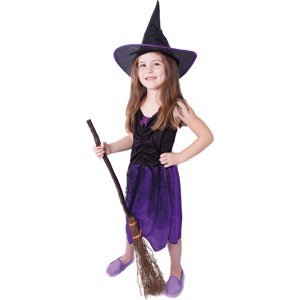 Dětský kostým čarodějnice fialová s kloboukem (S)