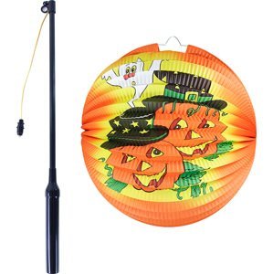 Lampion Halloween veselá dýně 25 cm se svítící hůlkou 39 cm
