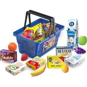 MINI OBCHOD - nákupní košík s doplňky a učením jak nakupovat - modrý