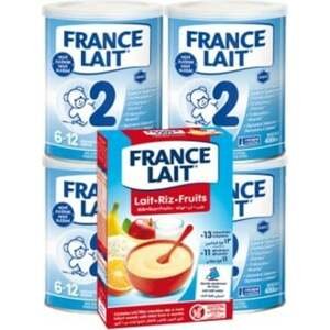 France Lait 2 následná mléčná kojenecká výživa od 6-12 měsíců 4x400g + Rýžová mléčná