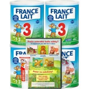 France Lait 3 mléčná výživa na podporu růstu pro malé děti od 1 roku 4x400g + Elmex
