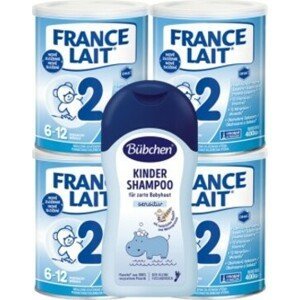 France Lait 2 následná mléčná kojenecká výživa od 6-12 měsíců 4x400g + Bübchen šampon