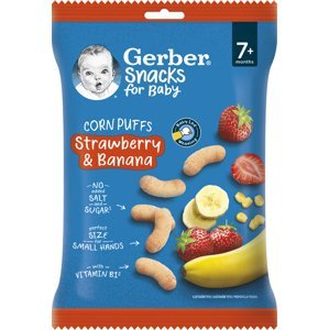 GERBER Snacks kukuřičné křupky jahoda a banán 28 g, 7+