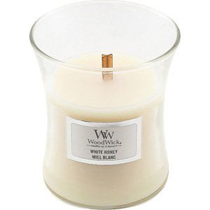 WoodWick Bílý med, Svíčka oválná váza, 85 g