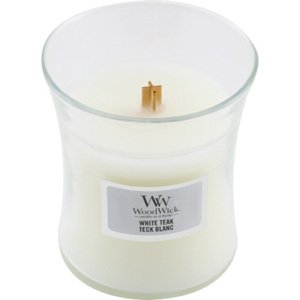 WoodWick Bílý teak, Svíčka oválná váza 85 g