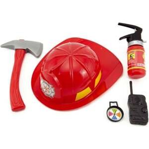 Hasičská sada helma + hasicí přístroj stříkací vodu plast 5ks