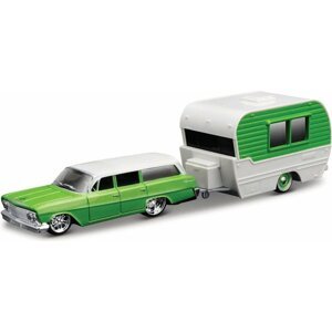 Maisto - Design Tow & Go, 1962 Chevrolet Biscayne Wagon s přívěsem 1:64