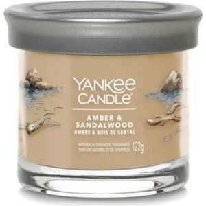 Yankee Candle, Vonná svíčka s vůní ambry a santalového dřeva, 122 g v skleněném válci