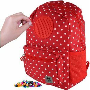 PIXIE CREW dětský batoh, červená látka s bílými puntíky, malý panel