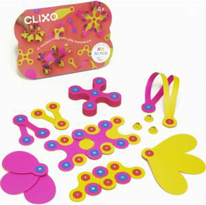 CLIXO Crew Pink & Yellow - magnetická stavebnice 30 kusů
