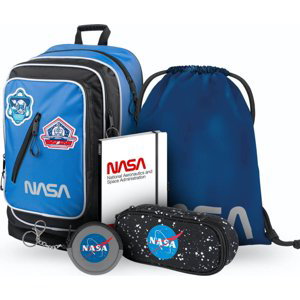 BAAGL SET 5 Krychlový NASA: batoh, toaletní taška, sáčok, poznámkový blok, peněženka
