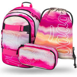 BAAGL SADA 3 Skate Pink Stripes: batoh, toaletní taška, taška