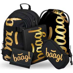 BAAGL SADA 5 Skate Gold: batoh, kabelka, taška, prkna, peněženka