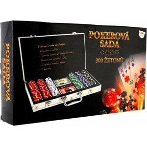 Pokerová sada 300 kusů + karty + kostky v hliníkovém kufru 40x24x8cm