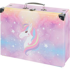Skládací školský kufrík Rainbow Unicorn s kovaním
