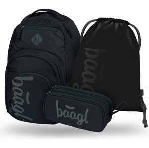 BAAGL SADA 3 Coolmate Black: batoh, ledvinka, taška