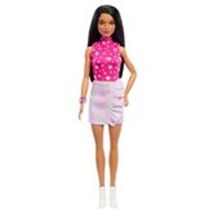 Mattel Barbie modelka lesklá sukně a růžový top s hvězdami HRH13