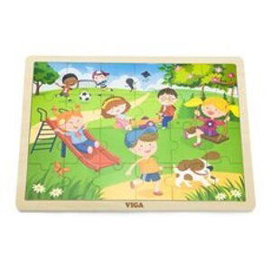 VIGA Dřevěné puzzle 24 dílků - jaro