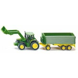 SIKU Farmer - John Deere s čelním nakladačem a přívěsem, měřítko 1:87