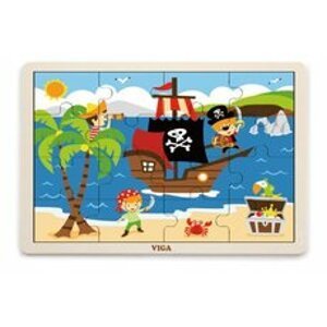 Viga Dřevěné puzzle 16 dílků piráti
