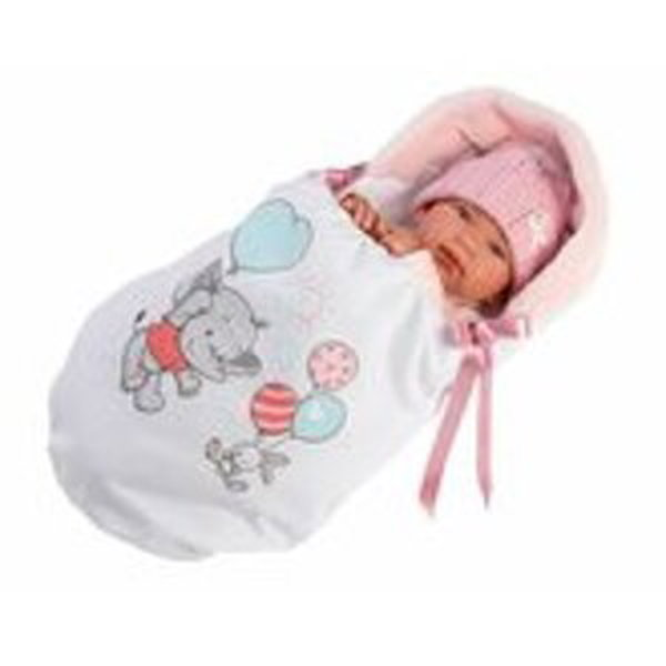 Llorens 84452 NEW BORN - realistická panenka miminko se zvuky a měkkým látkovým tělem