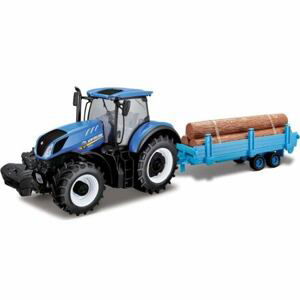 Bburago 1:32 Farm Traktor New Holland s vlečkou na dřevo