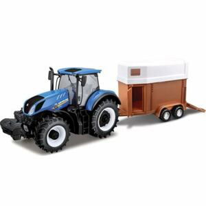 Bburago 1:32 Farm Traktor New Holland s vlečkou pro koně