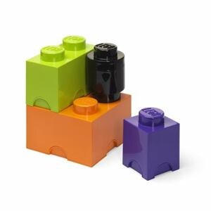 LEGO úložné boxy Multi-Pack 4 ks - fialová, černá, oranžová, zelená