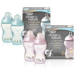 Tommee Tippee Kojenecká láhev C2N s obrázky 2ks 340ml, 3+m