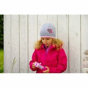 Karpet Hugo dětská úpletová čepička s lemem a aplikací - růžová vel.5