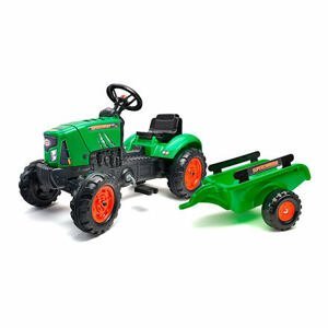 FALK Šlapací traktor SuperCharger s vlečkou a otevírací kapotou - zelený