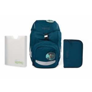 Školní set Ergobag prime - Eco blue - batoh + penál + desky