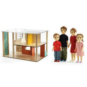 Domeček pro panenky - moderní domek - set s rodinou Toma a Marion