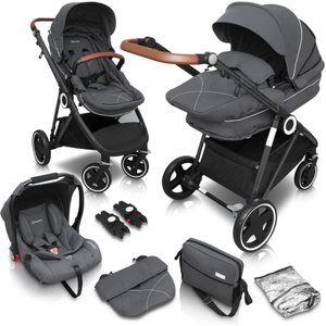 babyGO kombinovaný kočárek Halime 3v1 Air Combi 2021 Black Grey