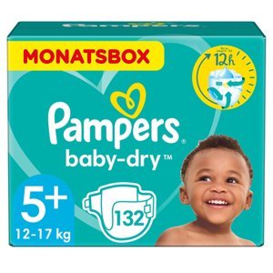Plenky Pampers Baby-Dry vel. 5+ Junior Plus (12 - 17 kg), balení na měsíc 132 ks