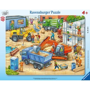 RAVENSBURGER Rámové puzzle - Velké stavební vozidla, 40 dílů