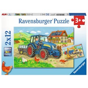 Ravensburger Puzzle 2x12 kusů - staveniště a farma