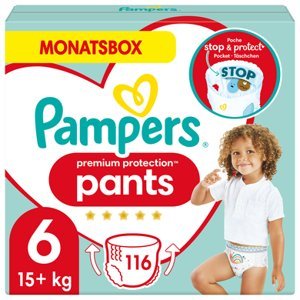 Pampers Premium Protection Pants, velikost 6, 15+kg, měsíční balení (1 x 116 kalhotkových plen)