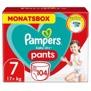 Pampers Baby-Dry Pants, velikost 7, 17+kg, měsíční balení (1 x 104 plen)
