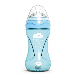 nuvita Dětská láhev proti kolice Mimic Cool! 250 ml ve světle modré barvě