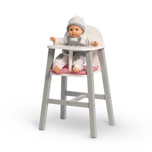 MUSTERKIND ® Vysoká židle pro panenky Viola šedá/bílá/starorůžová