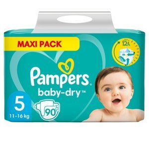 Pampers Baby Dry, velikost 5 Junior , 11-16 kg, Maxi balení (1x 90 plen)