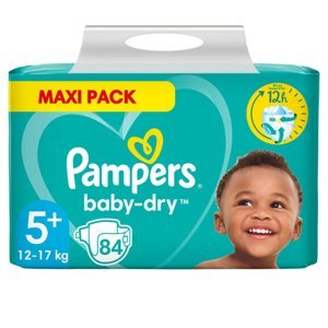 Pampers Baby Dry, Gr.5+ Junior Plus, 12-17kg, Maxi Pack (1x 84 plenek)