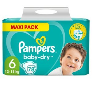 Pampers Baby Dry, Gr.6 Extra Large , 13-18 kg, Maxi balení (1x 78 plen)